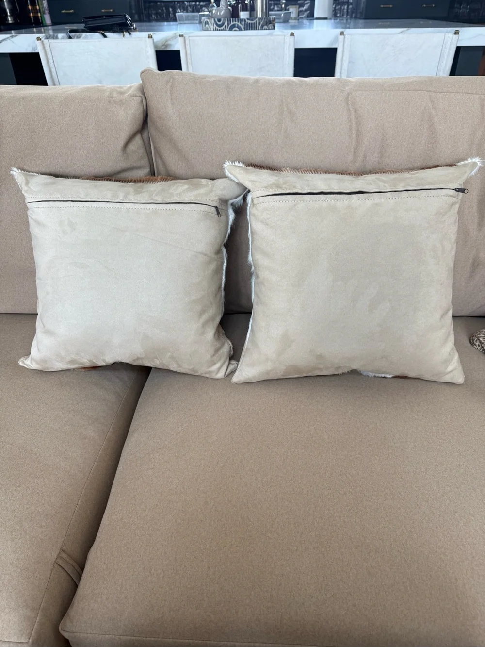 Decorative Brown and White Cowhide Throw Pillow - Set of 2
